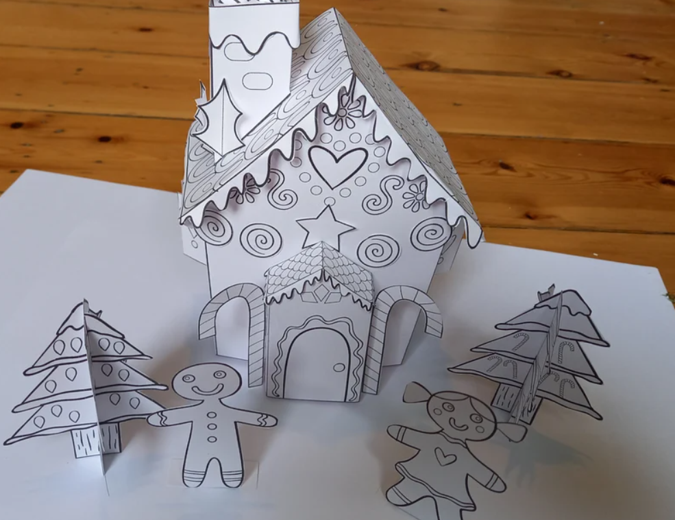 Happy Family Home Paper Art Coloring Activity for Kids