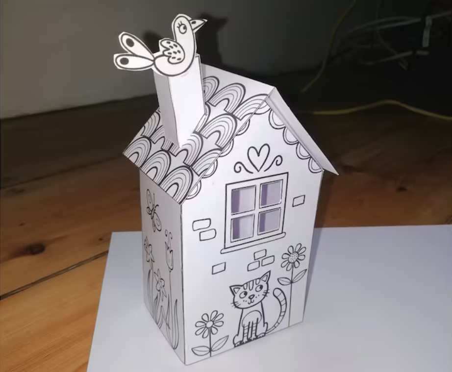 Craft and printing activities for kids, multiple paper houses and streets